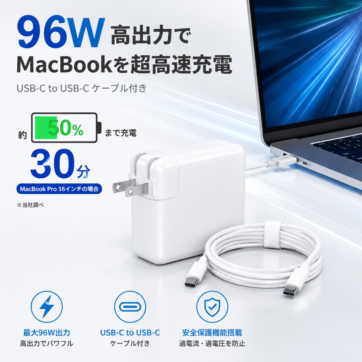 Amazon.co.jp: Macbook Pro 96W充電器 USB-C互換電源アダプタ PD3.0